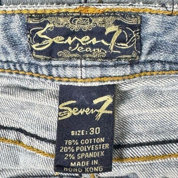 Seven7 Y2K Flare Low Rise Cotton Blend Jeans 5 pocket design size 30 Tall - Picture 3 of 5